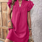 Multi-layer lotus sleeve V-neck long pullover dress