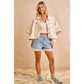 Preorder IVORY OVERSIZED CAPE SLEEVE CROPPED DENIM JACKET: IVORY