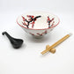 Sakura Porcelain Bowl Set with Chopsticks, Spoon and Rest (24 oz)