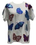 Queen of Sparkles White Red and Blue Butterfly T