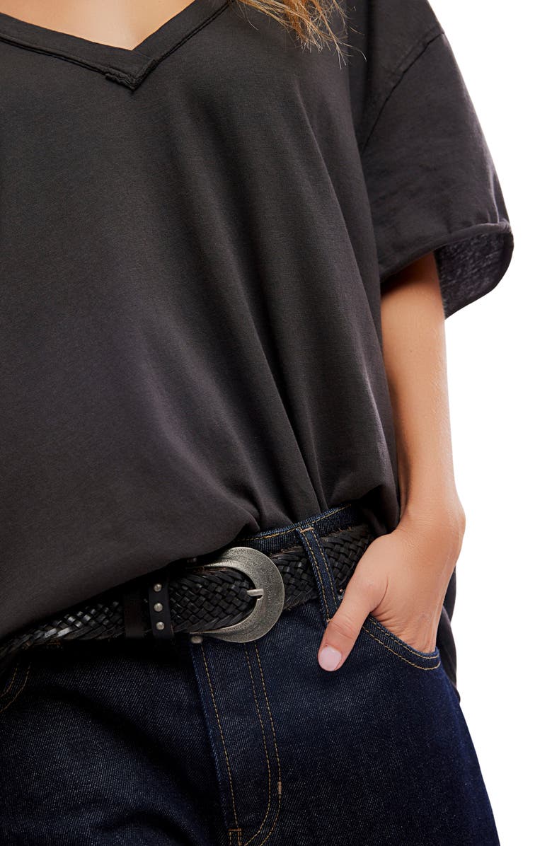 FREE PEOPLE  Black Nina Tee V Neck