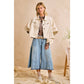 Preorder IVORY OVERSIZED CAPE SLEEVE CROPPED DENIM JACKET: IVORY