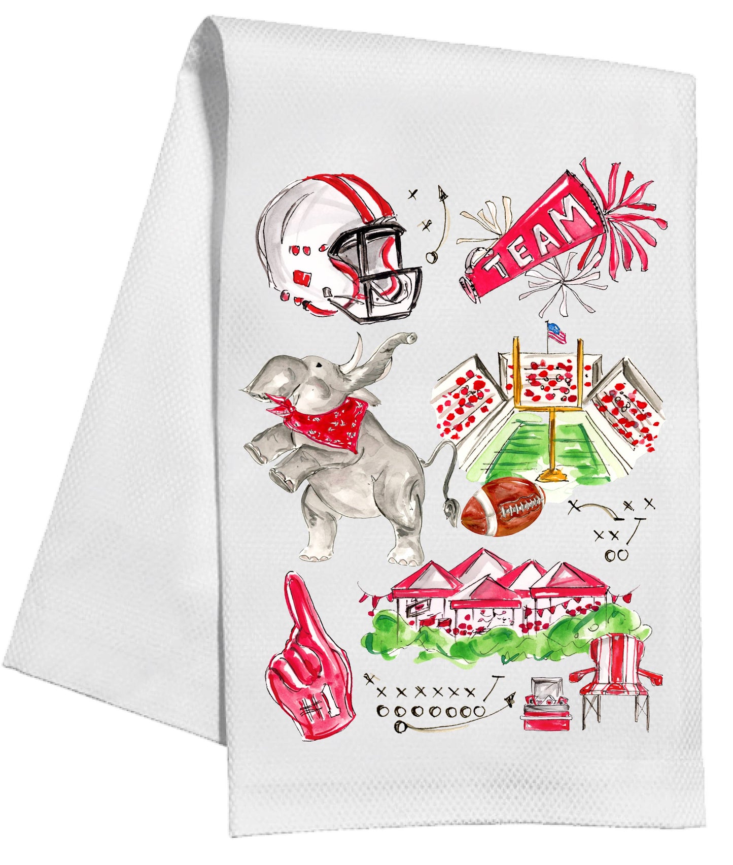 Crimson Elephant Football Icons Kitchen Towel