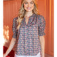 Smocked Short Puff Sleeve Floral Top