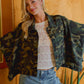 PREORDER WOMEN OVERSIZED CAPE SLEEVE DENIM TRUCKER JACKET: CAMOUFLAGE