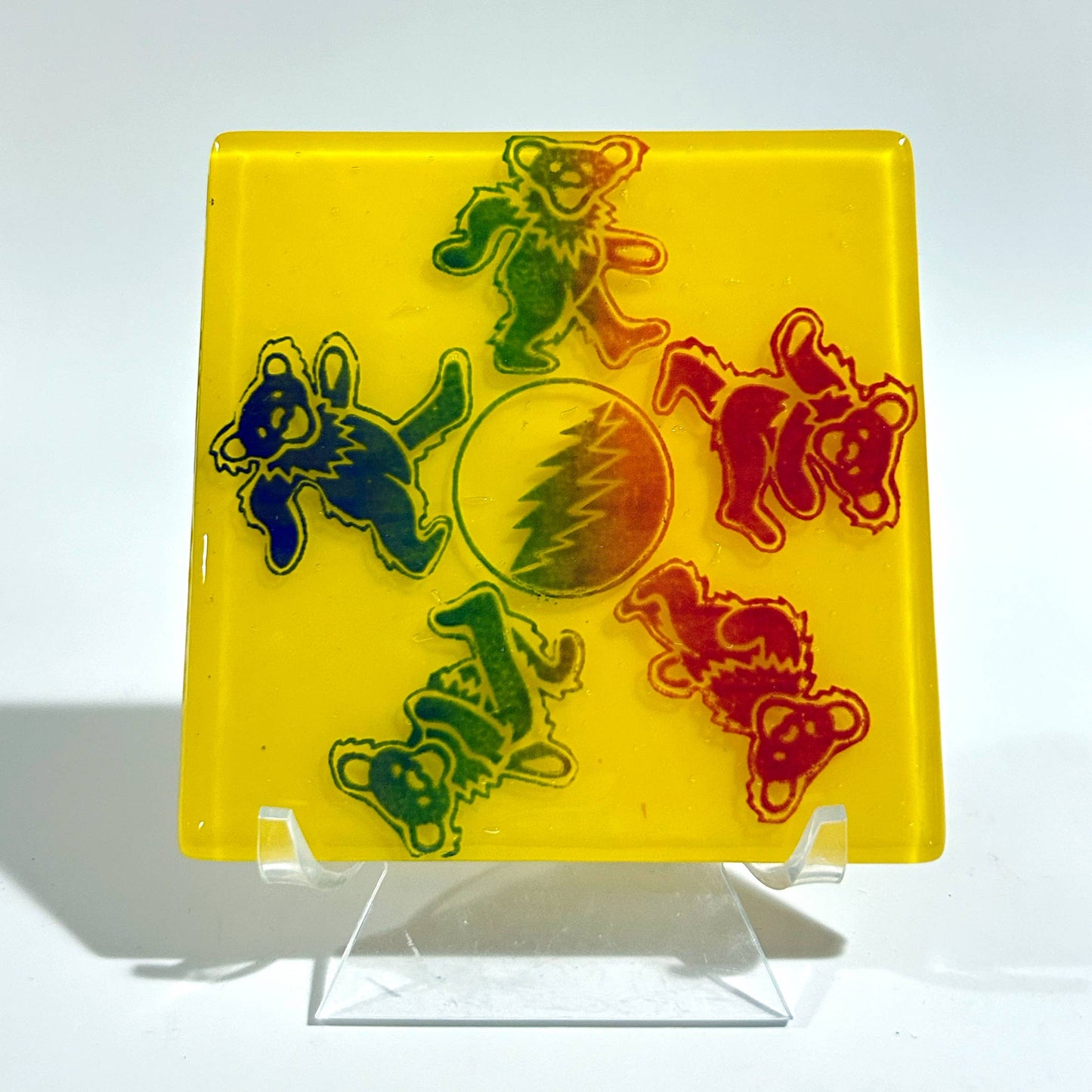 Deadhead Dancing Bears Glass Coaster