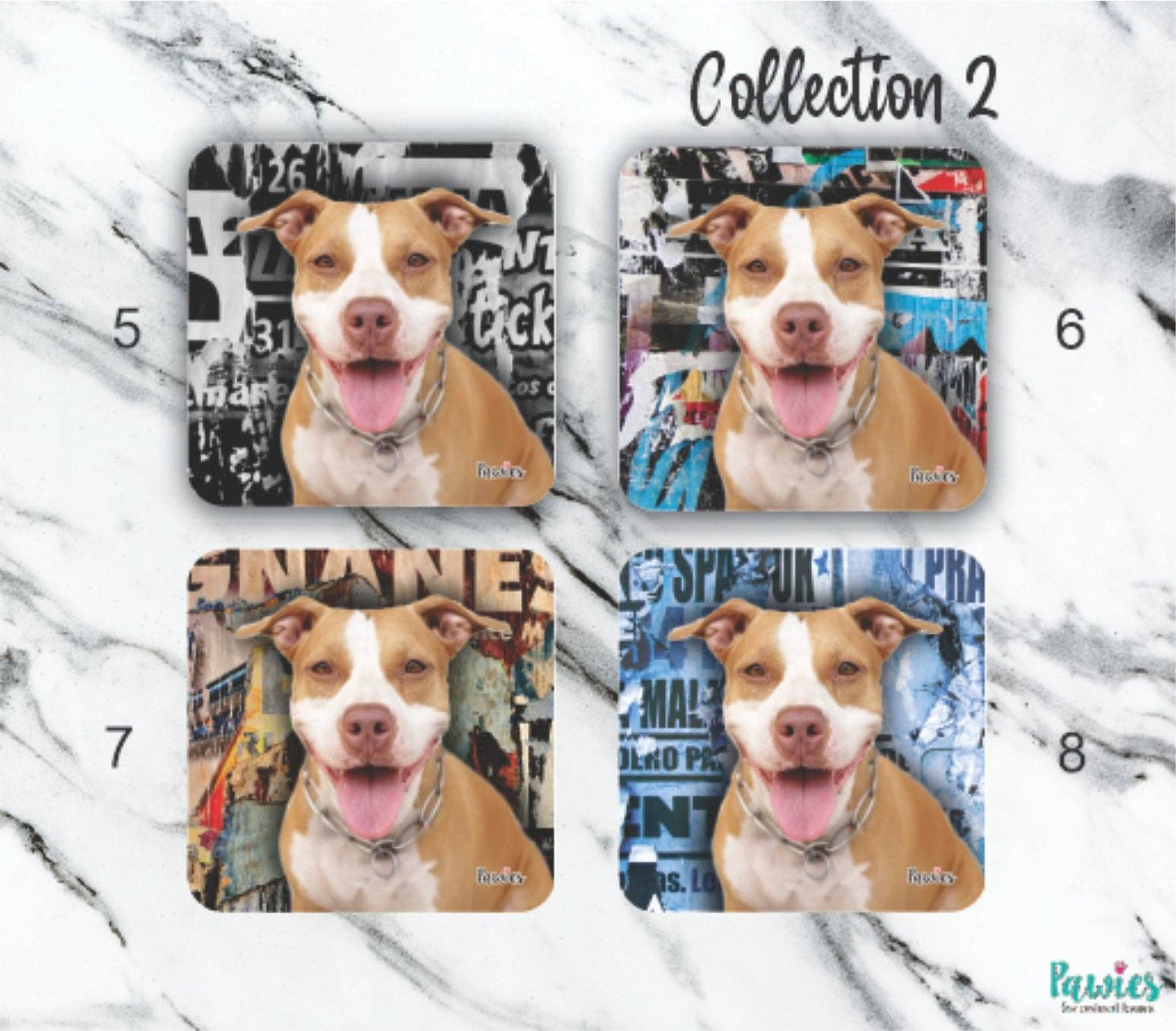 Pit bull Yellow Set of 4 Coasters