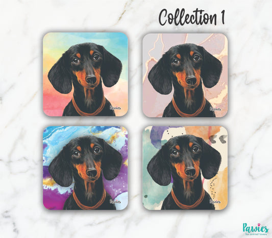 Dachshund Short Hair Black Set of 4 Coasters