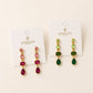4 Tier Drop Layer Rhinestone Earrings EMERALD