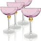 Pallo Tinted Colored Coupe Art Deco Glasses | Set of 4 | 8oz