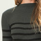 STRIPE MOCK NECK HUNTER GREEN