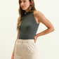 SLEEVELESS MOCK  TOP: DARK GREEN