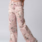 Rose Print High-Rise Denim Pants