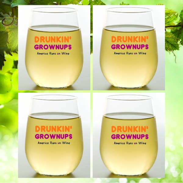 DRUNKIN' GROWNUPS   Wine Glasses: 2pk