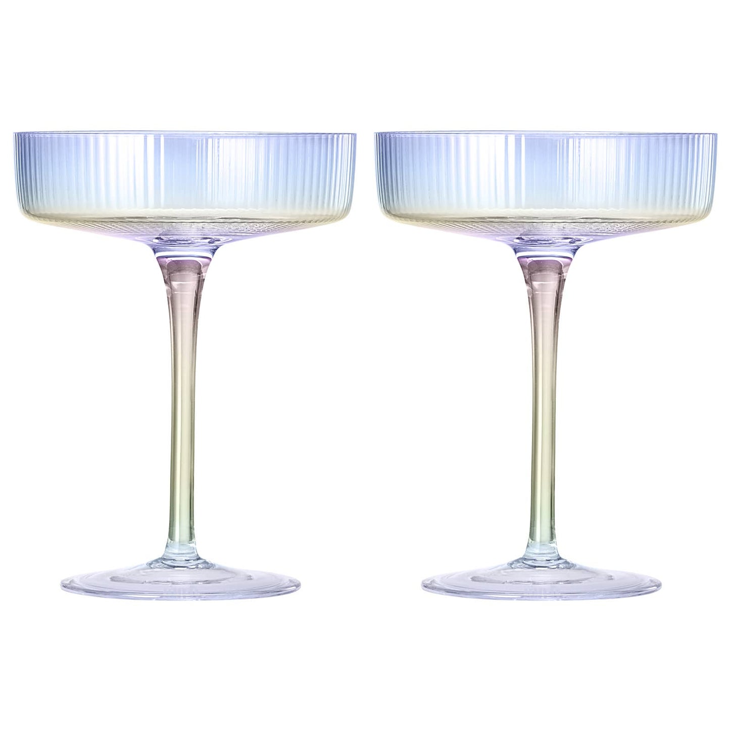 Khen Iridescent Ribbed Coupe|Set of 2