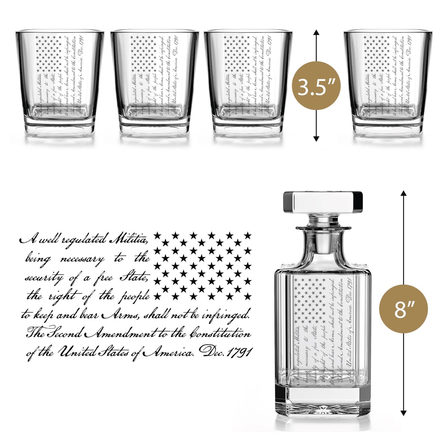 2nd Amendment Decanter Whiskey Glass Gift Set