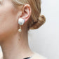 Tapered Square with Oval Hoop and Pearl Clip or Post Earring: Clip