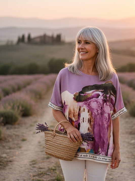 Relaxed fit Lavender Top- Polyester-O/S