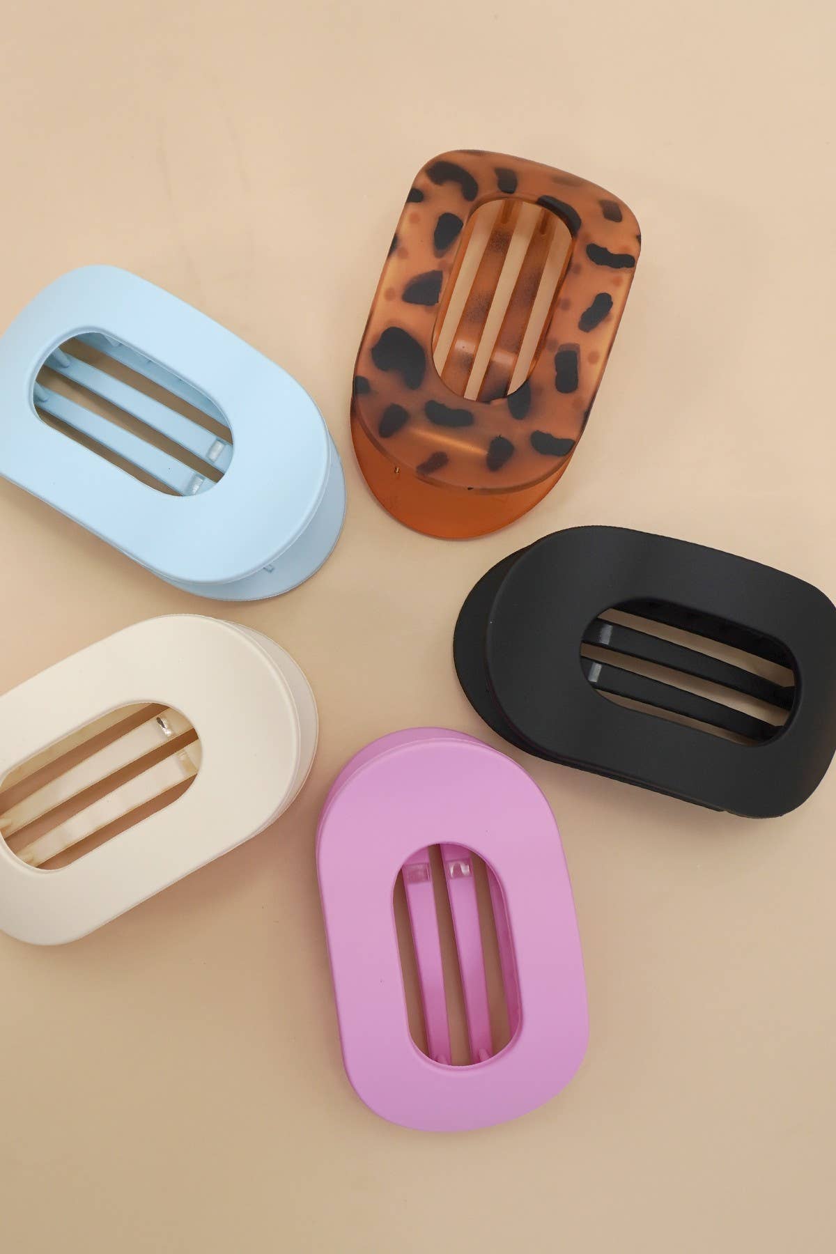 Tortise Flat Oval Hair Claw Clips