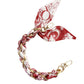 Gold Phone Chain with Scarf Red and Ivory Print- Short DDD