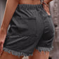 ELASTIC WAIST CASUAL DENIM SHORTS: CHARCOAL