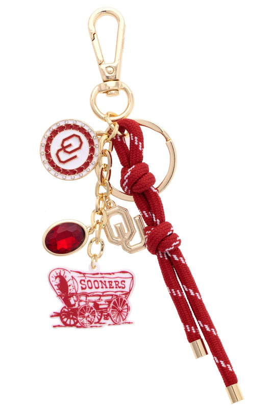 Oklahoma Sooners Cluster Bag Charm in Crimson