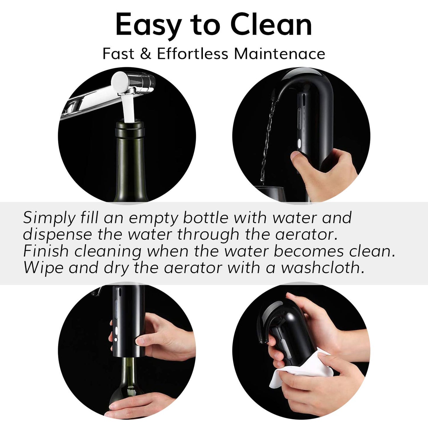 Electric Wine Aerator Dispenser - Portable Wine Accessory: Black