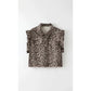 Animal Print Denim Vest
