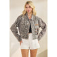 Leopard Denim Jacket with Floral Sequin Back Contrast