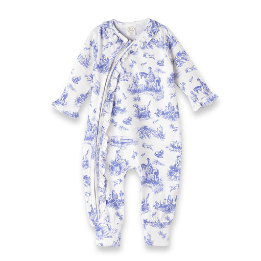Baby Girl Toile de Jouy Bamboo Zipper Romper
