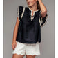 Lace Trim Pintuck Flutter Sleeve Blouse