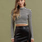 STRIPE MOCK NECK  SWEATER: