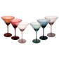 Colored Crystal Martini & Cocktail Glass Set of 6 | 10oz