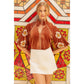 Embroidered Puff Sleeve Velvet Top: RUST