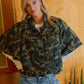 PREORDER WOMEN OVERSIZED CAPE SLEEVE DENIM TRUCKER JACKET: CAMOUFLAGE