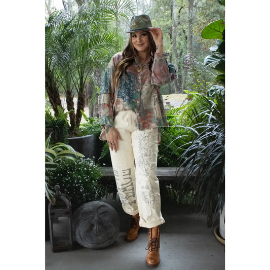 Peace and Love Jeans Parchment