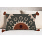 Cotton Lumbar Pillow Suzani Embroidery & Tassels