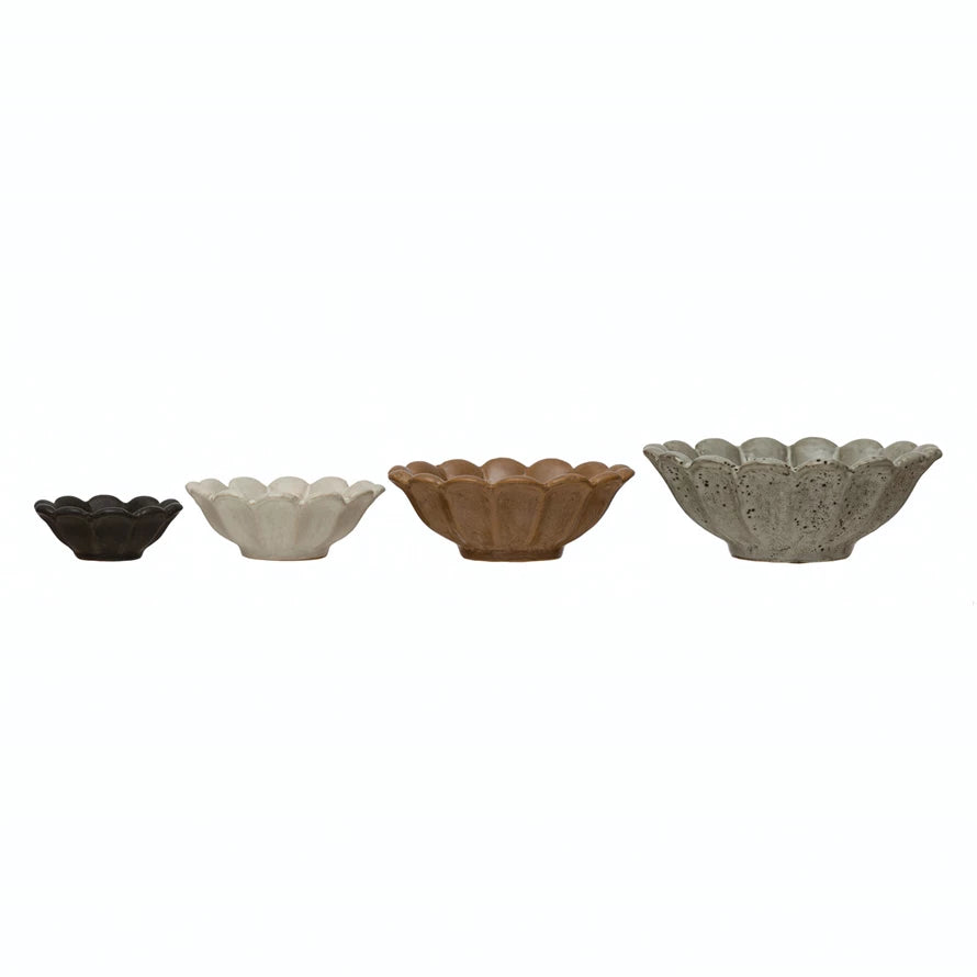 4 Stoneware Flower Bowls