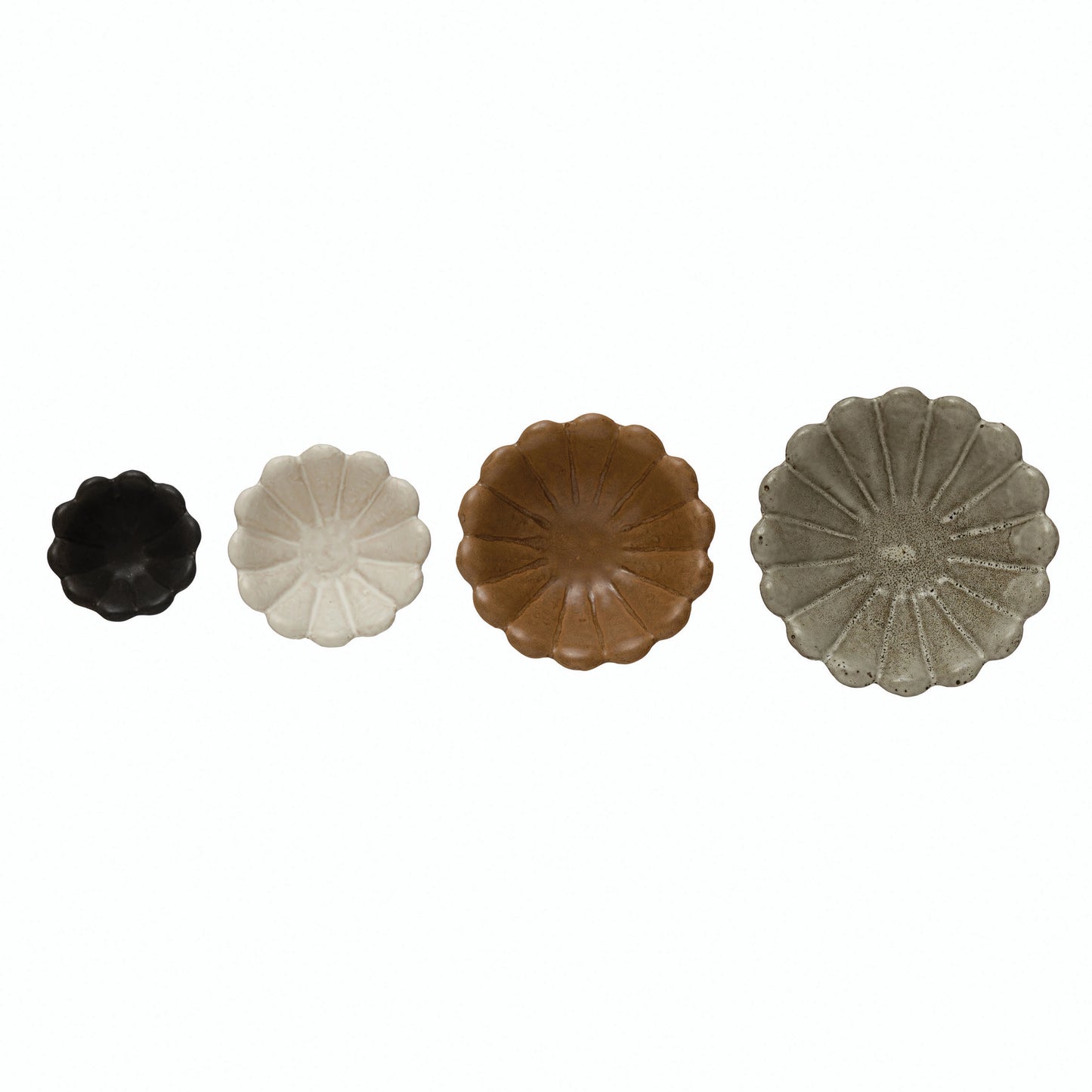 4 Stoneware Flower Bowls