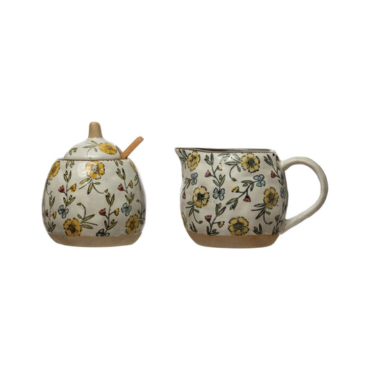 Stoneware Sugar Pot and Creamer