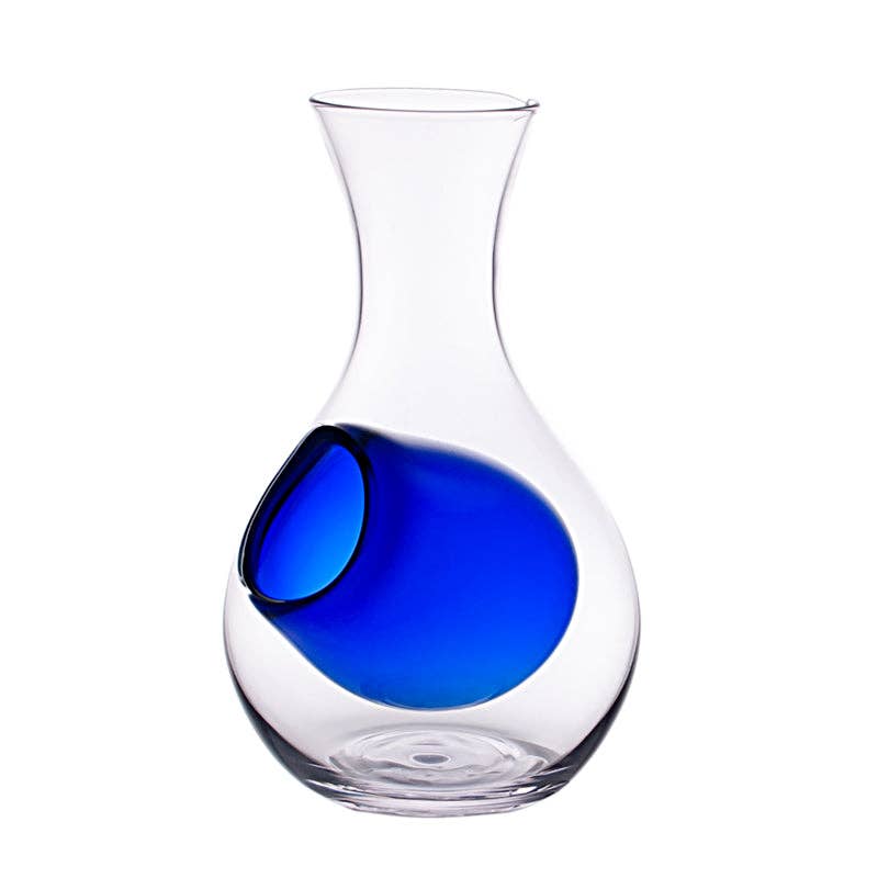 Blue Glass Sake Decanter Bottle with Ice Pocket (12 oz)