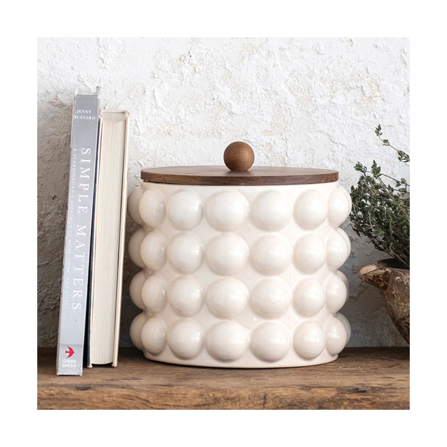 Stoneware Canister w/ Raised Dots