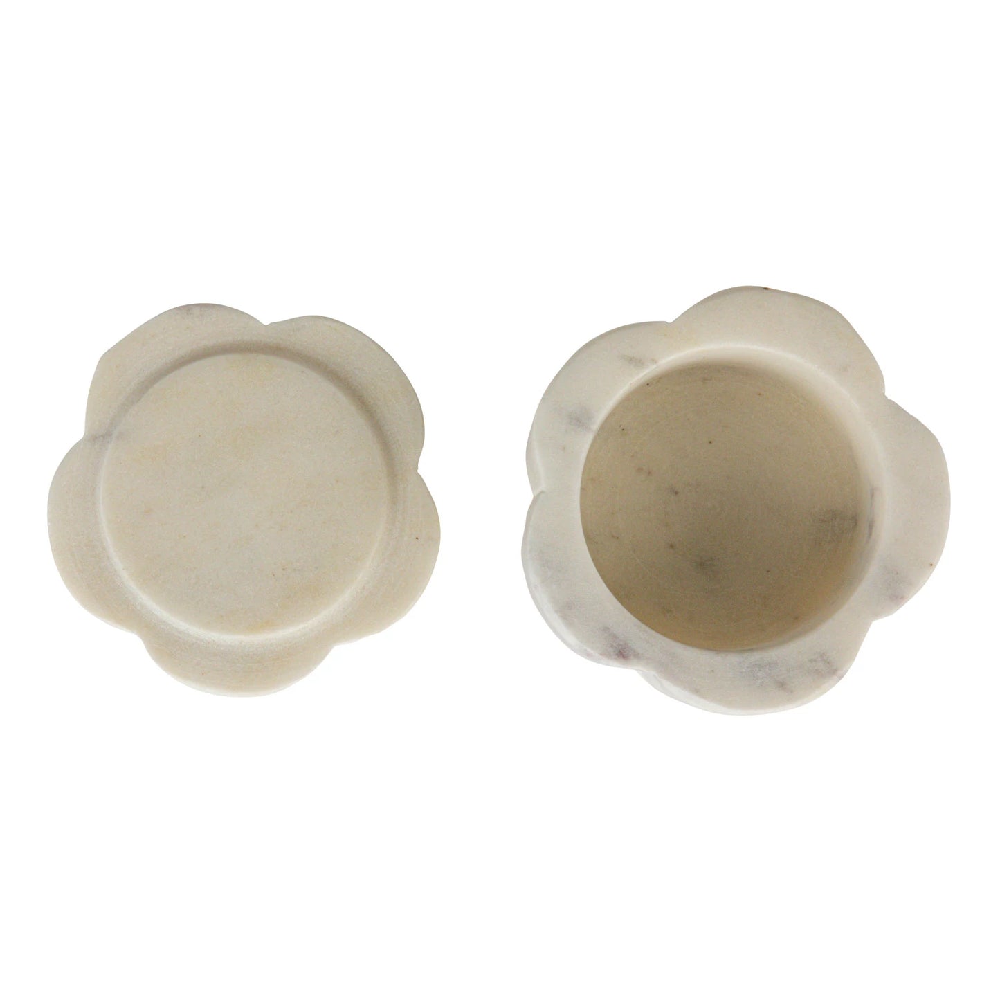 Marble Scalloped Stackable Pinch Pots w/ Lid, Set of 2
