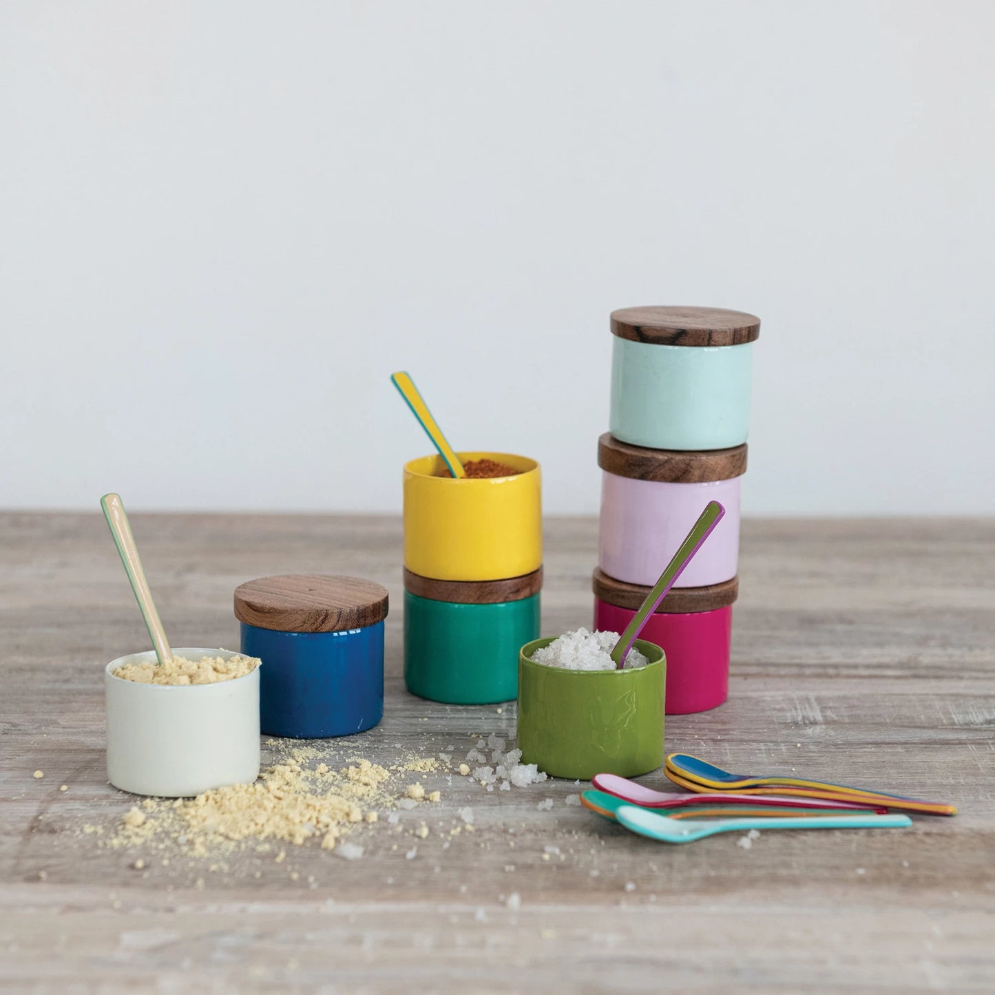 Enamled Stainless Salt Spoons