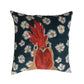 20" Square Cotton & Linen Printed Pillow with Embroidery ©