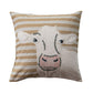 20" Square Cotton & Linen Pillow with Cow Image & Embroidery ©