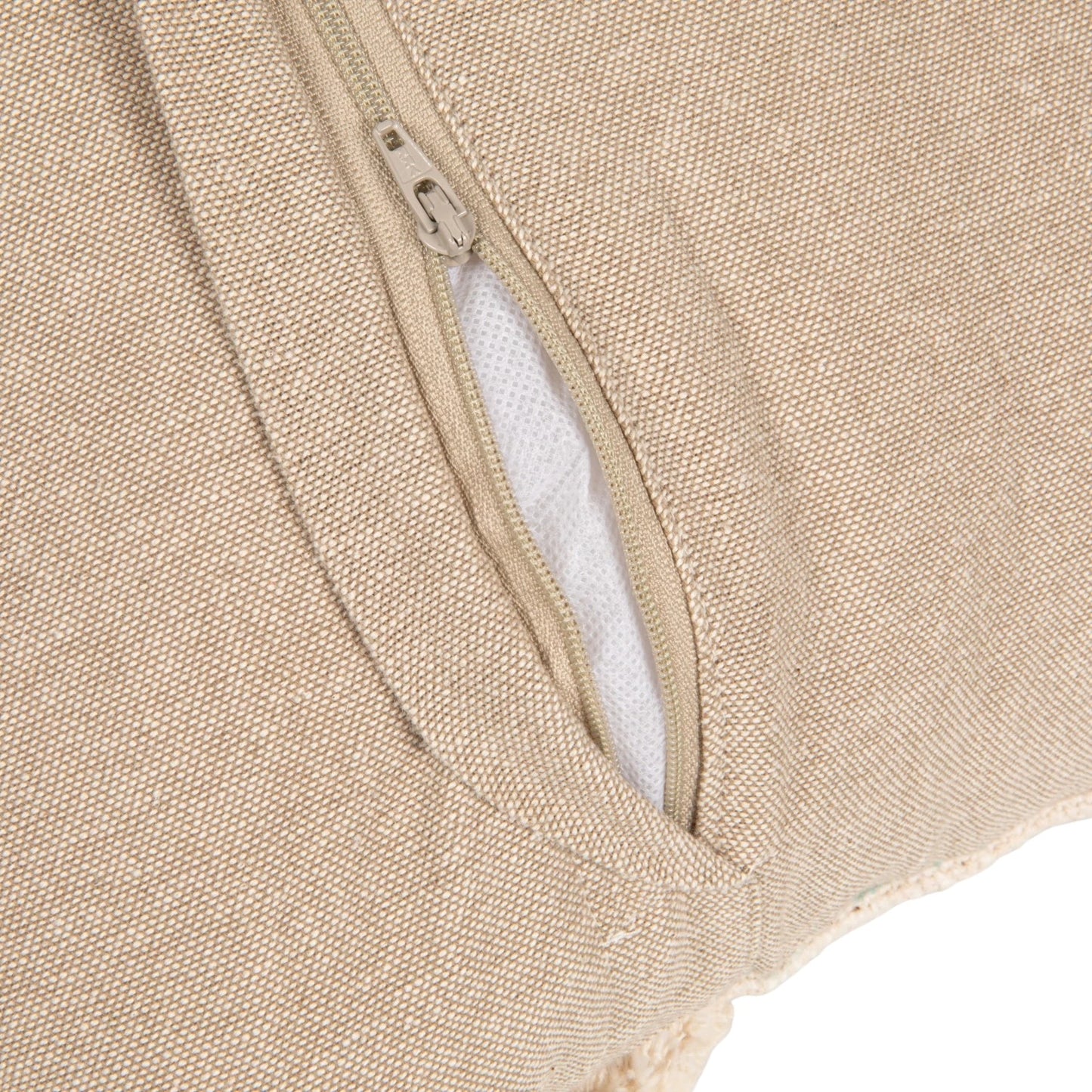 18" Square Cotton Slub Pillow with Tufted Flowers