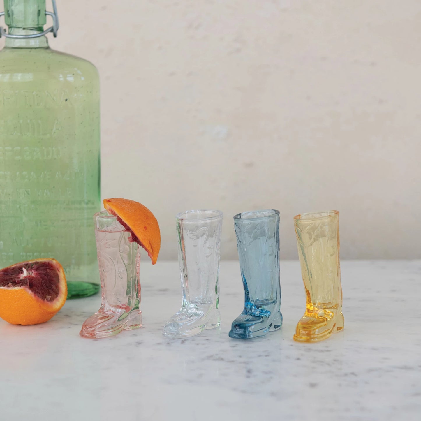 Glass Cowboy Boot Shot Glasses
