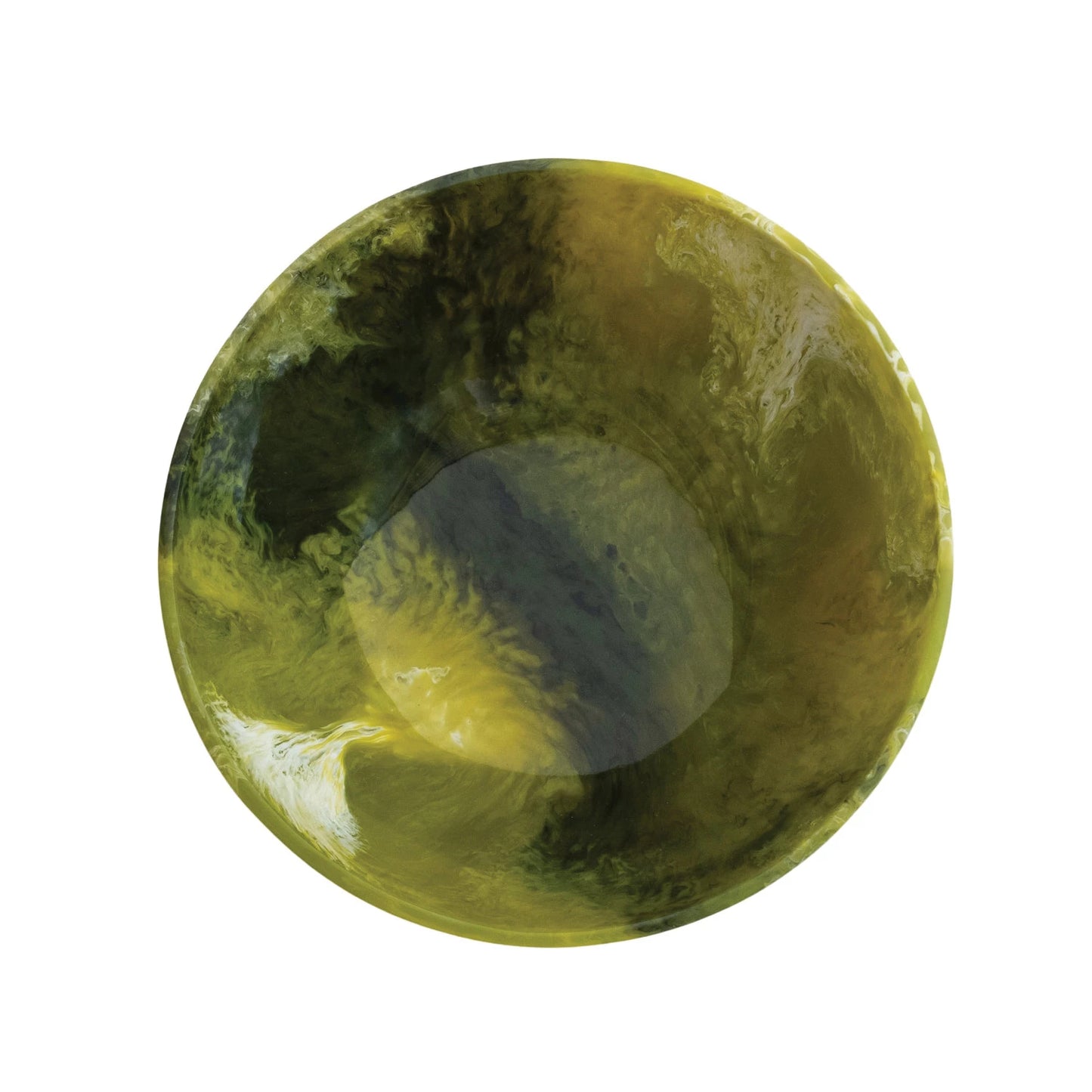 Marbled Resin Footed Bowl with Gold Finish Metal Wrap, Green