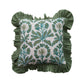 18" Square Cotton Pillow with Floral Pattern, Embroidery & Ruffle